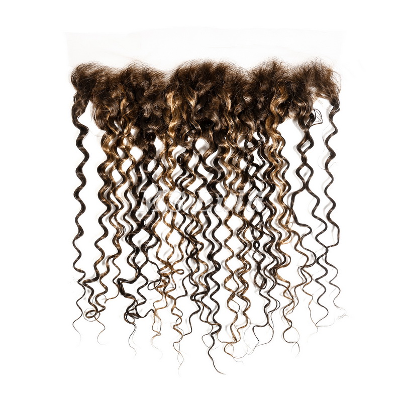Water Wave #4/27 Highlight Virgin Human Hair 4x4 13x4 Transparent Lace Closure/Frontal - 图片 8